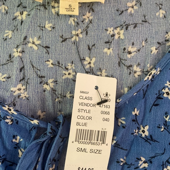 PAC Sun Sundress Blue with flowers  and keyhole at chest tie - Picture 4 of 4